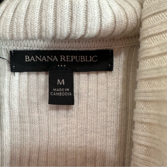 Banana Republic Women’s Modal Long Sleeve Textured Turtleneck Sweater Cream Med - Picture 5 of 6